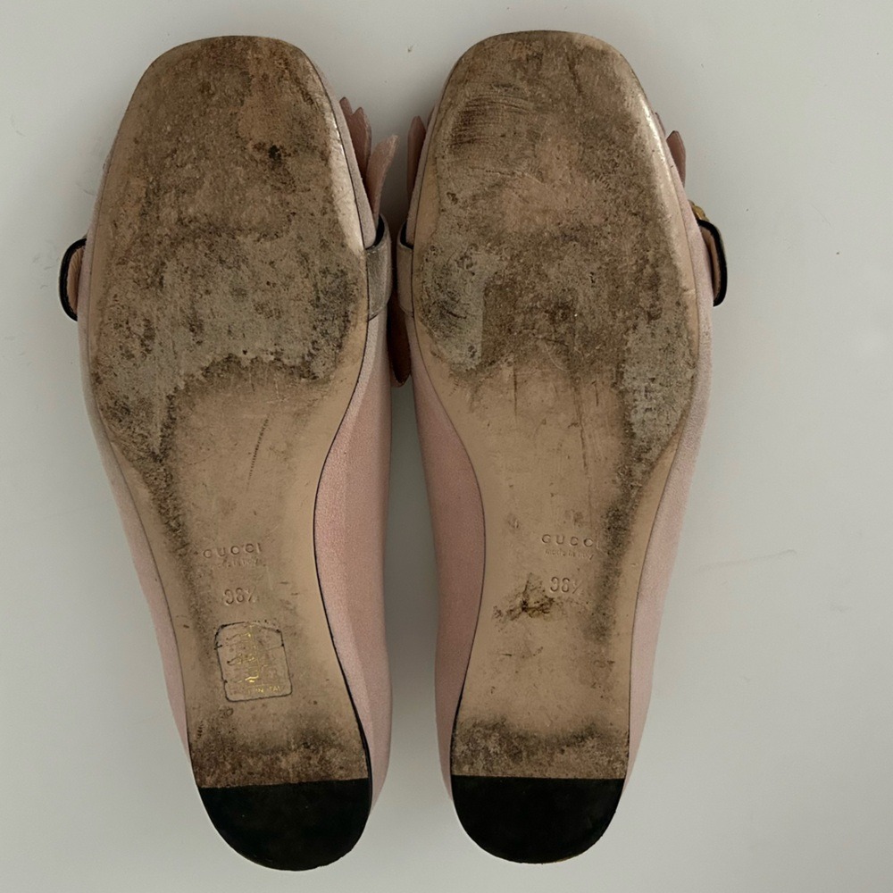Gucci Kid Scamosciato Leather Suede GG Marmont Fringe Ballet Flats Loafers 36.5 - Picture 14 of 14